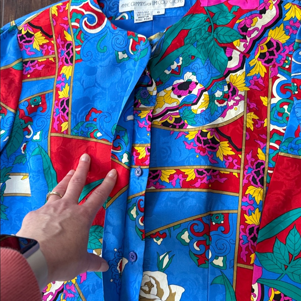 Umi Collections by Anne Crimmins 100% Silk 80s Vintage Blouse and Skirt Set - Picture 7 of 9